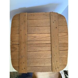 Vintage Basketville Vermont Wooden Picnic Basket Lid Handles Raised Base Holder!